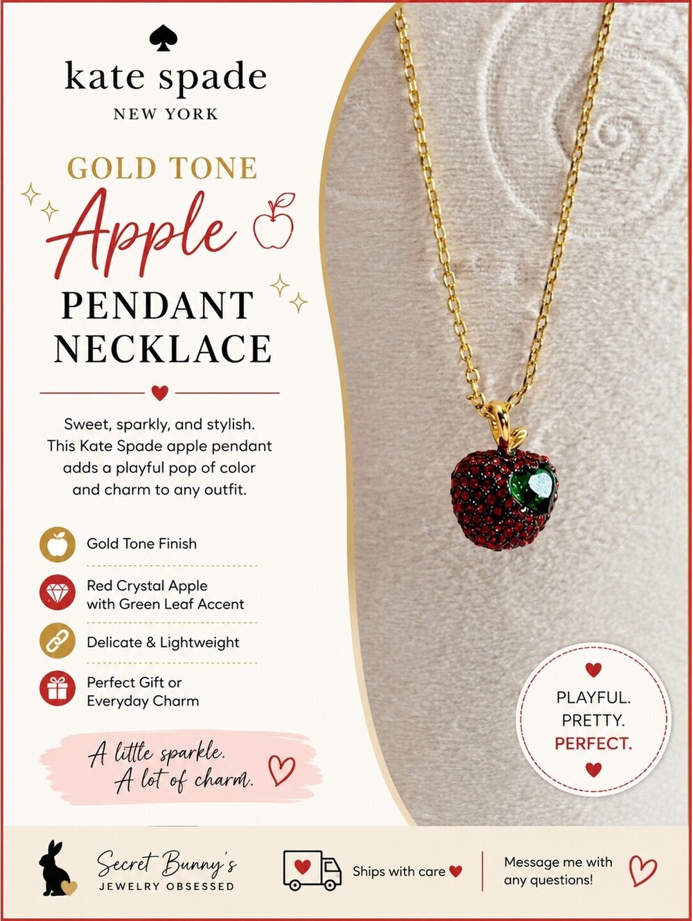 Kate Spade Gold Tone Apple Pendant Necklace